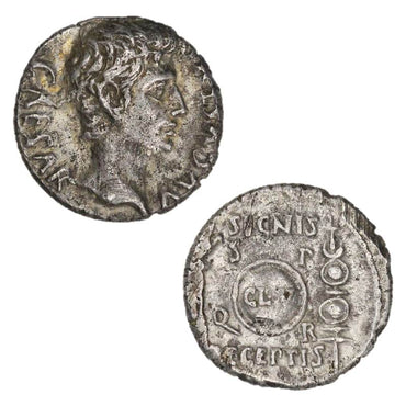 Ancient Rome Augustus 27BC-14AD Silver Denarius VF+