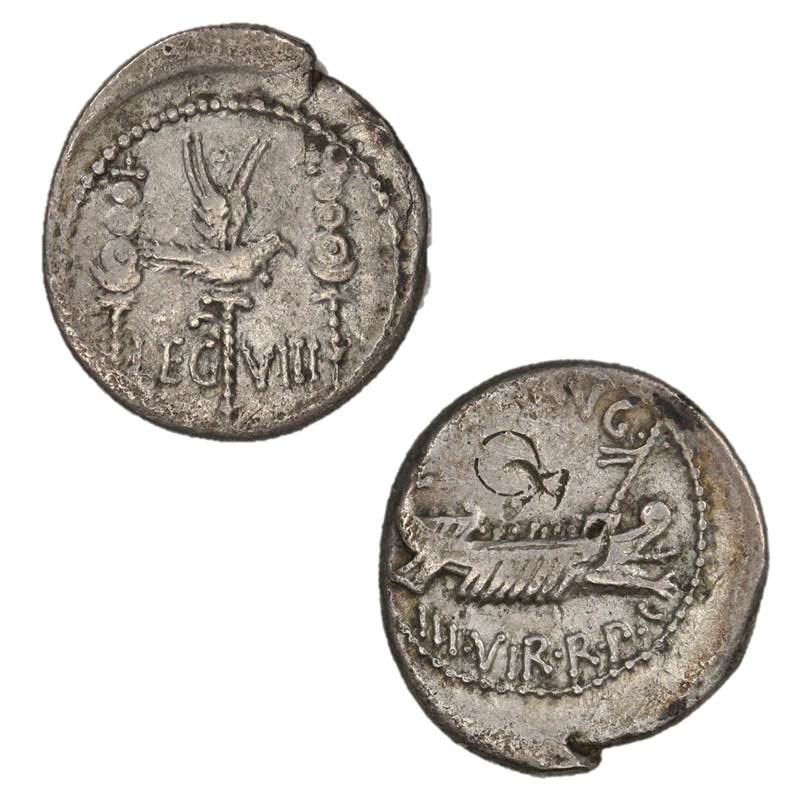 Roman Republic, Imperial, Marc Antony 32-31BC Silver Denarius