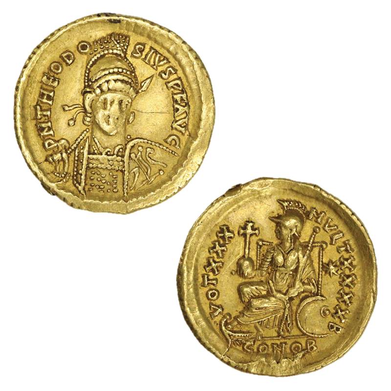 Ancient Rome, Theodosius II, 402-450AD Gold Solidus