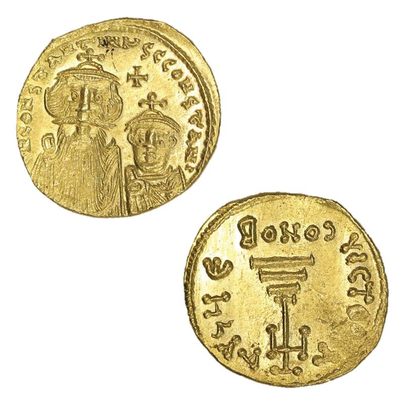 Byzantine Constans II with Constantine IV 641-668AD Gold Solidus