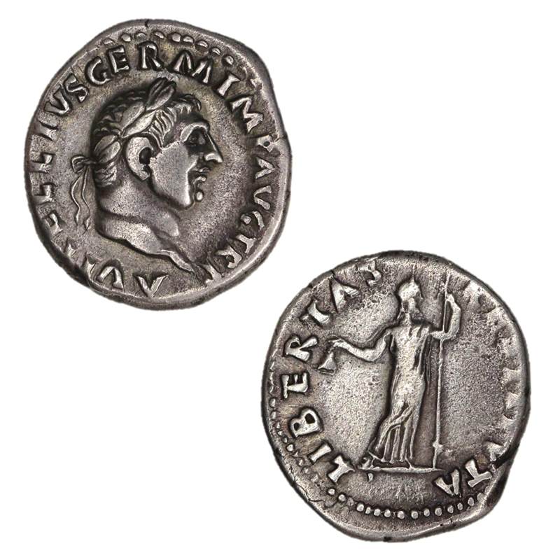 Ancient Rome Vitellius 69AD Silver Denarius VF+ RARE!