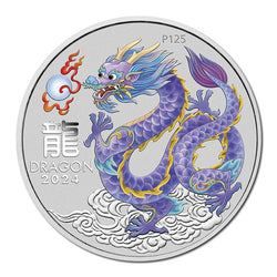 2024 Year of the Dragon 1oz Silver Lilac Coloured Coin - ANDA Sydney