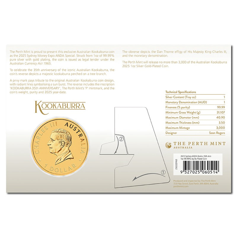 2025 Kookaburra 1oz Silver Gold Plated with Privy - ANDA Sydney