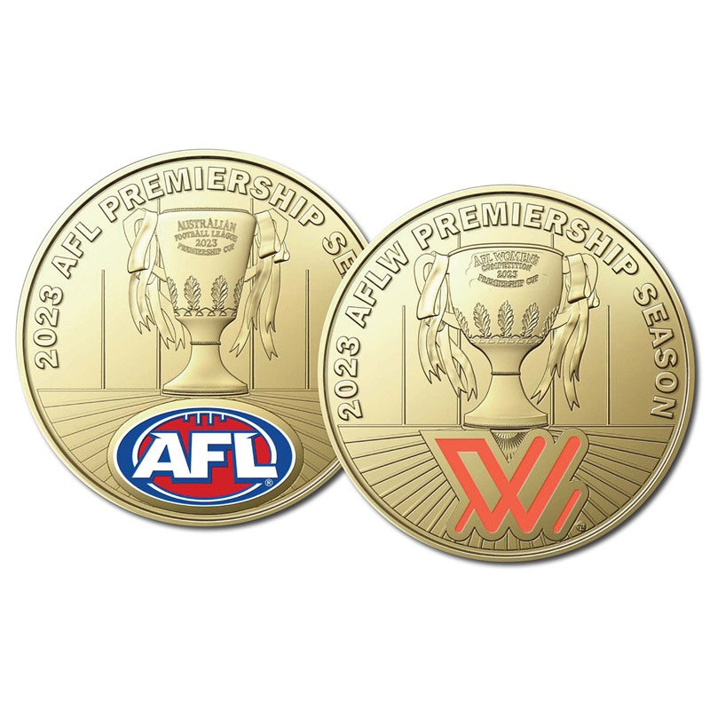 $1 2023 AFL & AFLW Premiership Coloured Coin Pair UNC