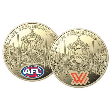 $1 2024 AFL & AFLW Premiership Coloured Coin Pair UNC