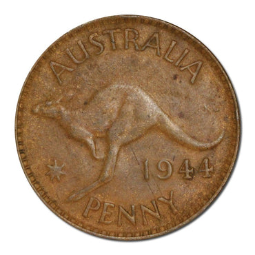 Australia 1944Y. Perth Penny Error Full Reverse Brockage