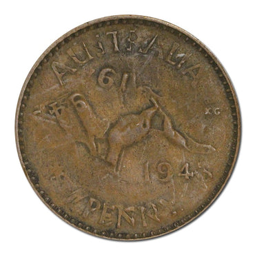 Australia 1945Y. Perth Penny Error Double Struck