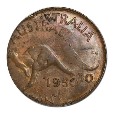 Australia 1950Y. Perth Penny Error Double Struck VERY RARE!