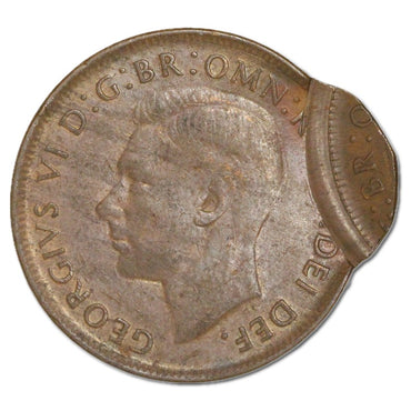 Australia 1951 Y. Perth Penny Error Double Struck Obverse