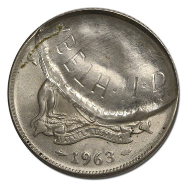 Australia 1963 Sixpence Error 50% Obverse Brockage