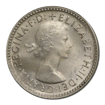 Australia 1963 Sixpence Error 50% Obverse Brockage