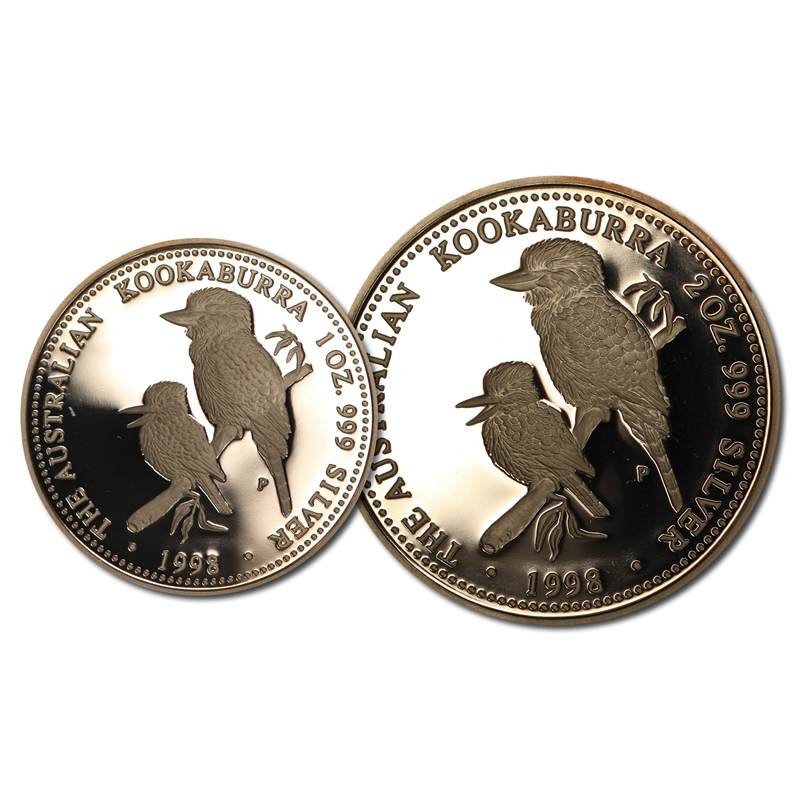1998 Kookaburra 1oz & 2oz Silver Proof Set
