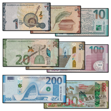 Azerbaijan 2013-2021 1-500 Manat Complete Set of 8