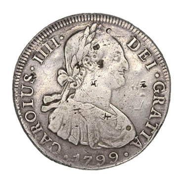 Bolivia 1799 P.P Charles IIII Silver 8 Reales Chopmarks