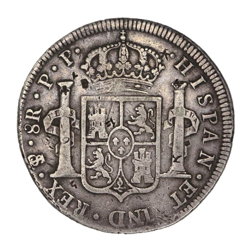Bolivia 1799 P.P Charles IIII Silver 8 Reales Chopmarks