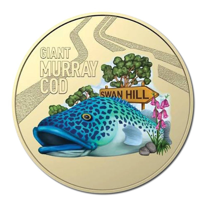 $1 2023 'Aussie Big Things' 10 Coin Set with Coloured Giant Murray Cod