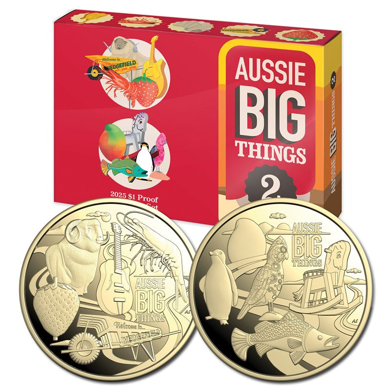 $1 2025 Aussie Big Things 2 Two Coin Al/Bronze Proof Set