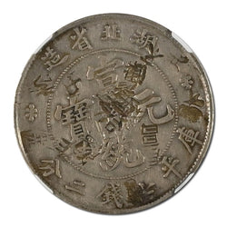 China (1895-1907) Hupeh Silver Dragon Dollar Chopmarked NGC