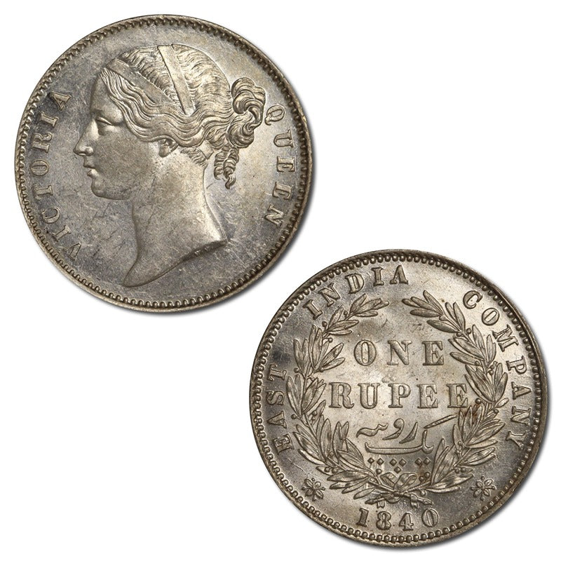 East India Company 1840 Silver Rupee Lustrous UNC