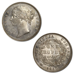 East India Company 1840 Silver Rupee Lustrous UNC