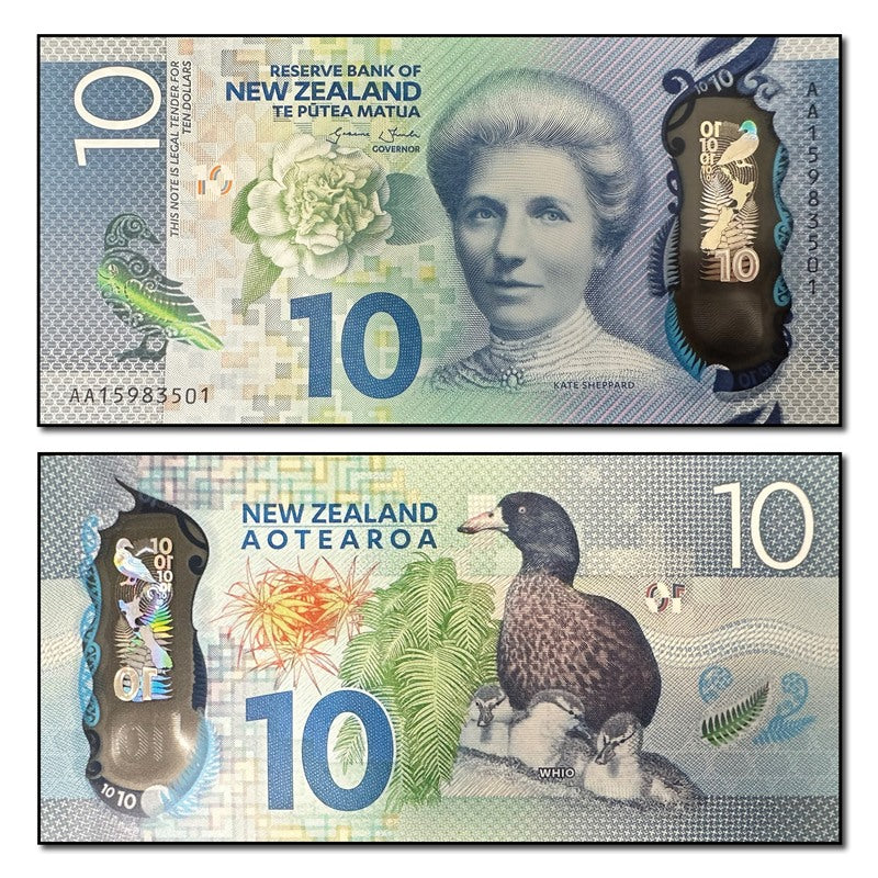 New Zealand 2015 10 Dollars AA15 First Prefix CFU