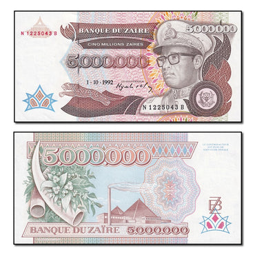 Zaire 1992 5 Million Zaires P.46 CFU #2340