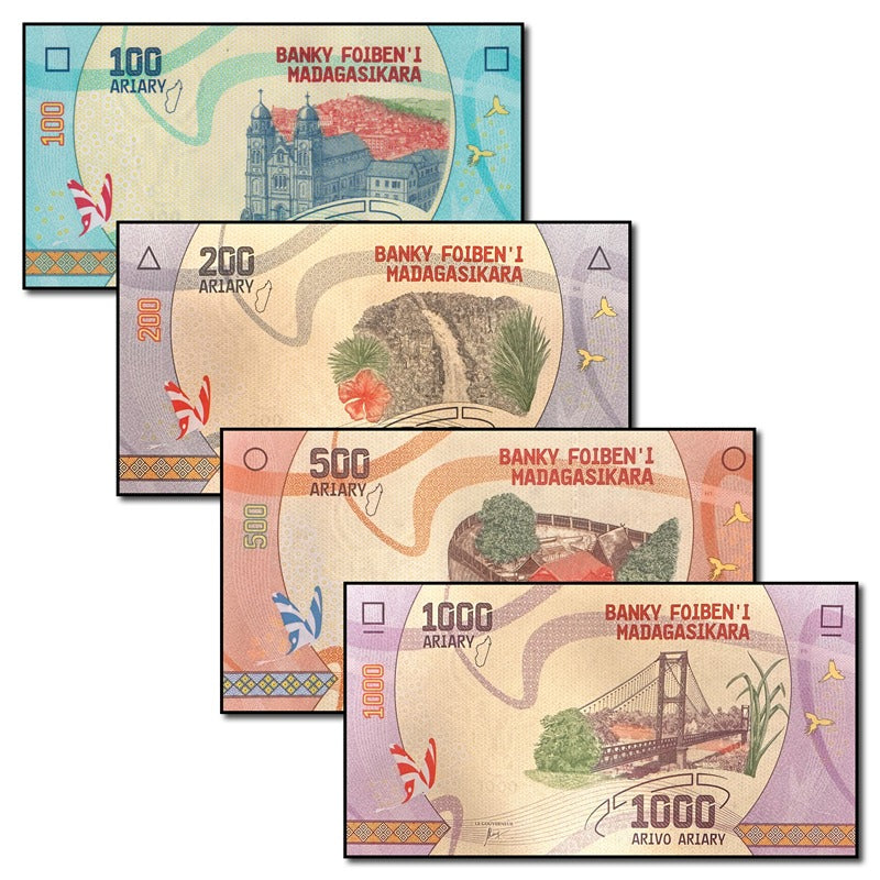 Madagascar 2017 100, 200, 500 & 1000 Ariary Set of 4 CFU