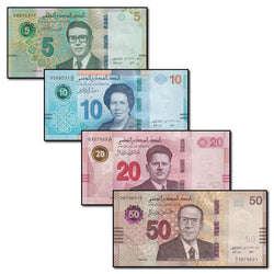 Tunisia 2017-2022 5-50 Dinars P.97-100 Complete Set of 4