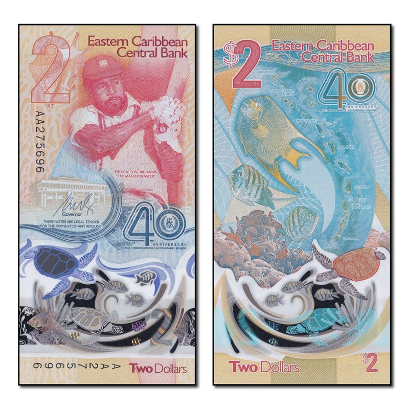 East Caribbean States 2023 2 Dollars P.61 'AA' Prefix CFU