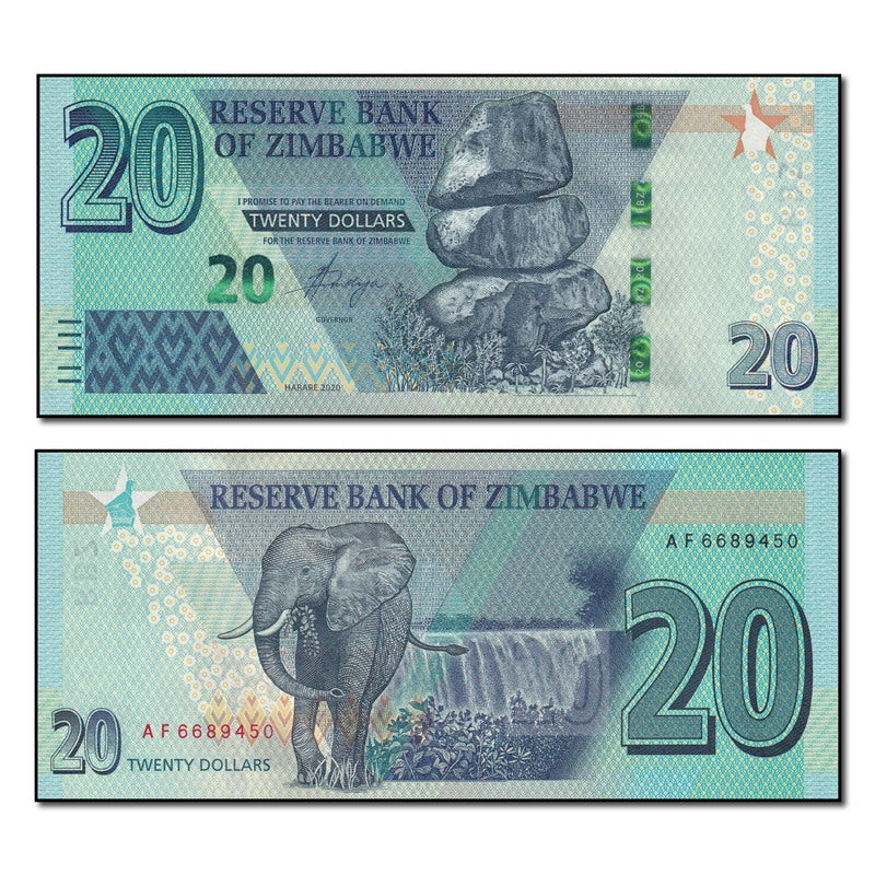 Zimbabwe 2020 20 Dollars P.104 CFU