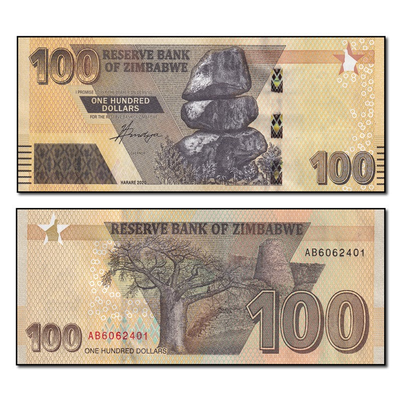 Zimbabwe 2020 100 Dollars P.106 CFU