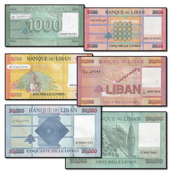 Lebanon 2017-2022 1000-100,000 Livres Set of 6 CFU