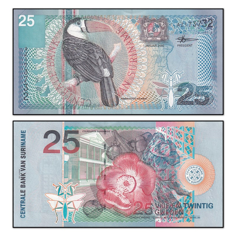 Suriname 2000 25 Gulden P.148 CFU #2716