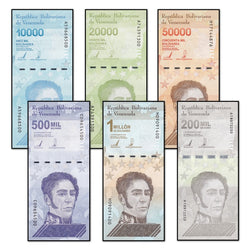 Venezuela 2019-2020 10,000-1 Million Bolivares Set of 6 CFU