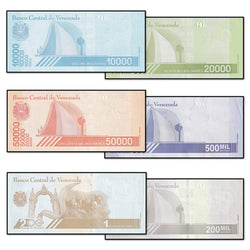 Venezuela 2019-2020 10,000-1 Million Bolivares Set of 6 CFU