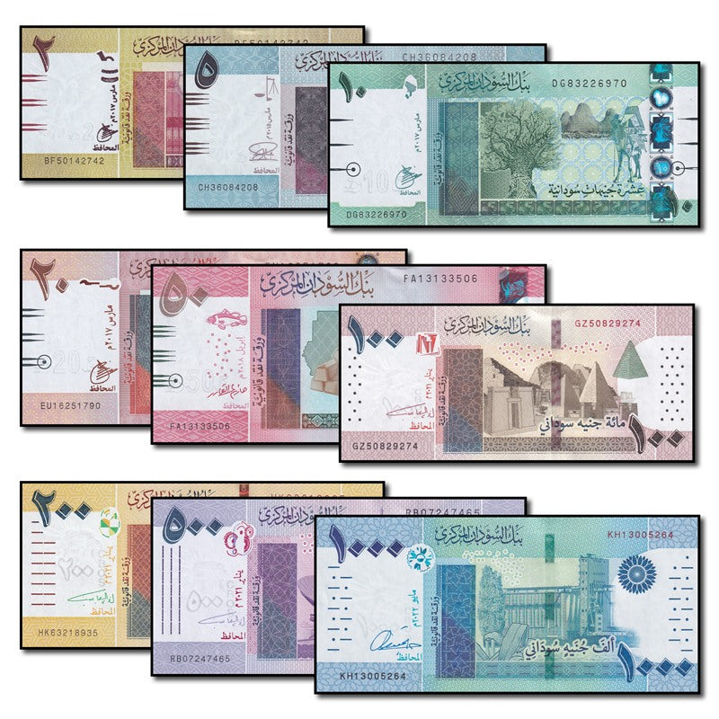 Sudan 2017-2022 2-1000 Pounds P.71-81 Set of 9 CFU