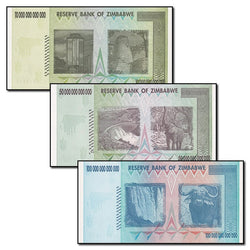 Zimbabwe 2008 100, 50, 10 Trillion Dollars Trio