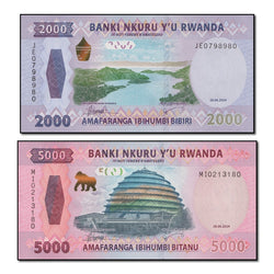 Rwanda 2024 2000 & 5000 Francs P.45 & 46 CFU Pair
