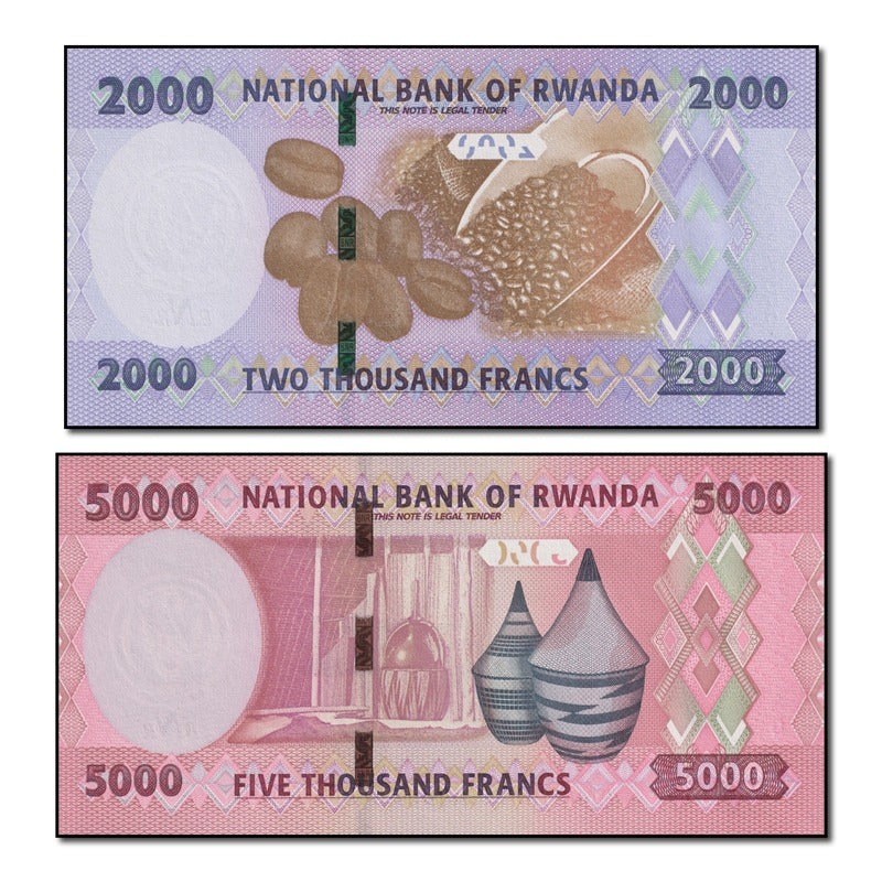 Rwanda 2024 2000 & 5000 Francs P.45 & 46 CFU Pair