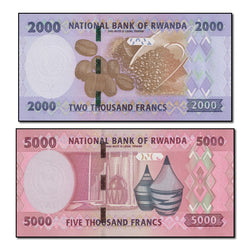 Rwanda 2024 2000 & 5000 Francs P.45 & 46 CFU Pair