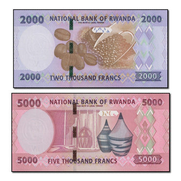 Rwanda 2024 2000 & 5000 Francs P.45 & 46 CFU Pair