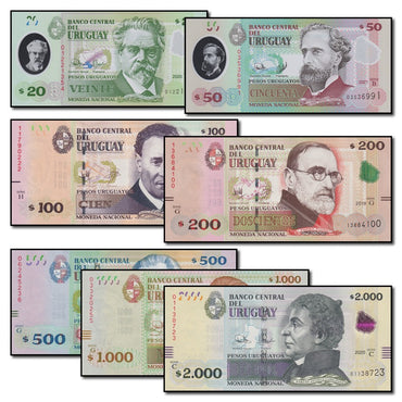 Uruguay 2019-2021 20-2000 Pesos Set of 7 CFU