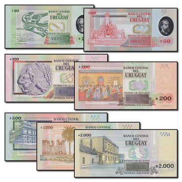 Uruguay 2019-2021 20-2000 Pesos Set of 7 CFU