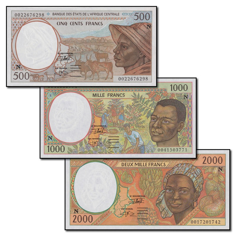 Equatorial Guinea 2000 500, 1000 & 2000 Franc Set of 3 CFU