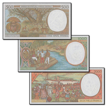 Equatorial Guinea 2000 500, 1000 & 2000 Franc Set of 3 CFU