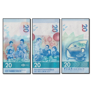 Hong Kong 2018-2021 20 Dollars Set of 3 CFU