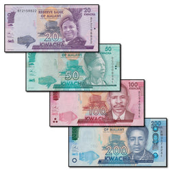 Malawi 2016-2017 20, 50, 100 & 200 Kwacha Set of 4 CFU