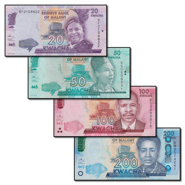 Malawi 2016-2017 20, 50, 100 & 200 Kwacha Set of 4 CFU