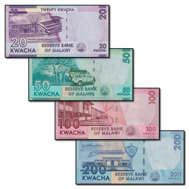 Malawi 2016-2017 20, 50, 100 & 200 Kwacha Set of 4 CFU