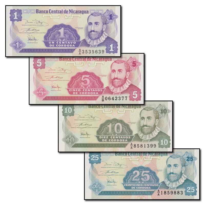 Nicaragua (1991) 1, 5, 10 & 25 Centavos Set of 4 CFU